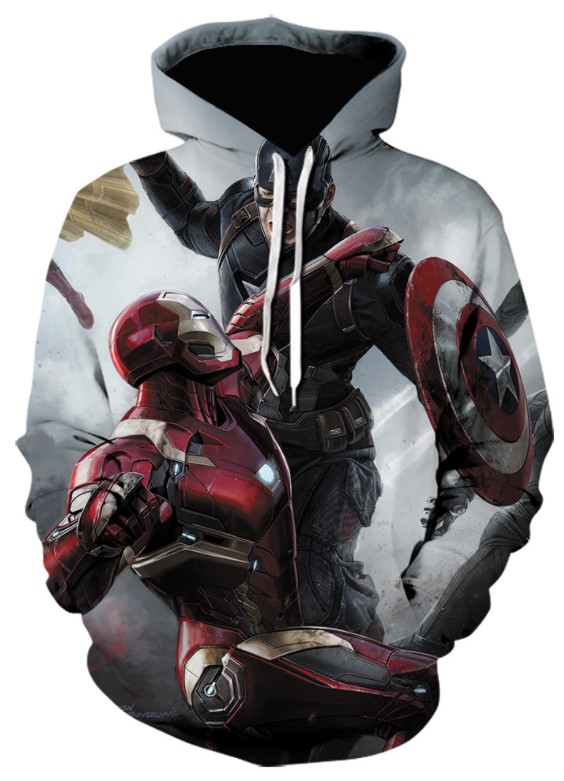 IRON MAN VS CAPTAIN AMERICA 3D HOODIE - by www.wesellanything.co