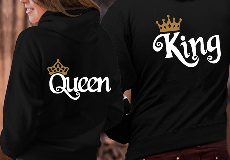 KING QUEEN GOLDEN CROWN TIARA COUPLES HOODIE - by www.wesellanything.co